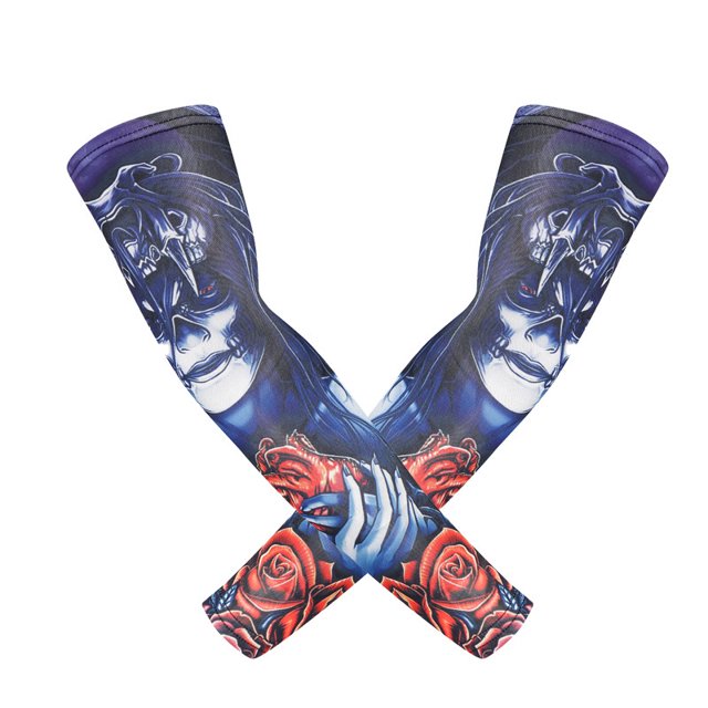 Tatuaje temporal Brazo Protector solar Mangas Tatuaje falso Cubrir Mangas Tribal, Tigre, Dragón, Calavera Manga de seda helada BANYUO Electrónica