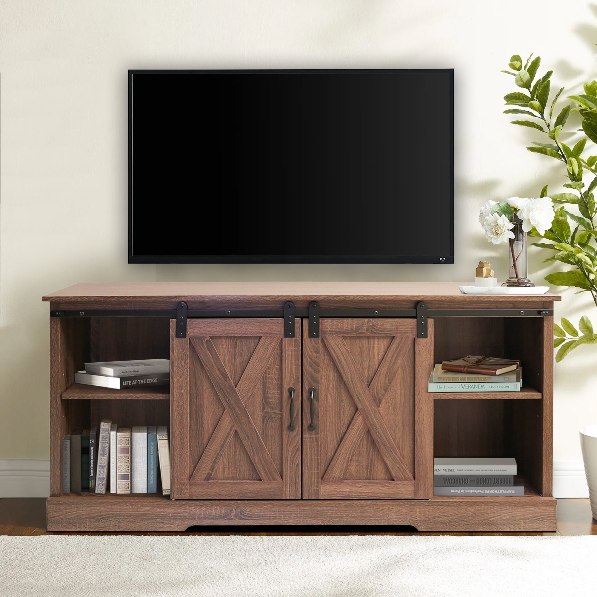 TV Stand for TVs up to 65” Console Cabinet Entertainment Media Center Barnwood 