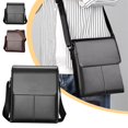 thumbnail image 1 of Bolso de hombro bandolera de cuero texturizado de primera calidad con correa ajustable, bolso de mano liviano y espacioso para viajes, trabajo, uso diario, negro/marrón, 10.2x8.7x1.6in, 1 of 5