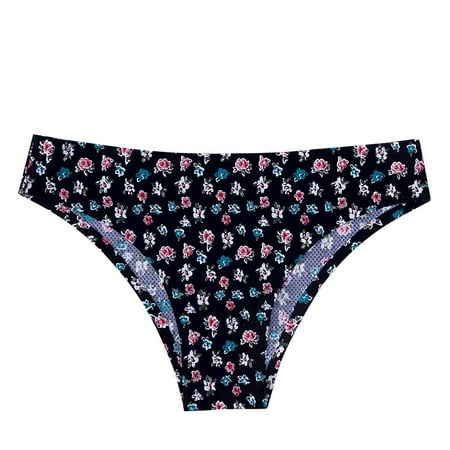 

Qcmgmg Women s Low Waisted Bikinis Print Stretch Breathable Underwear Seamless Panties XL