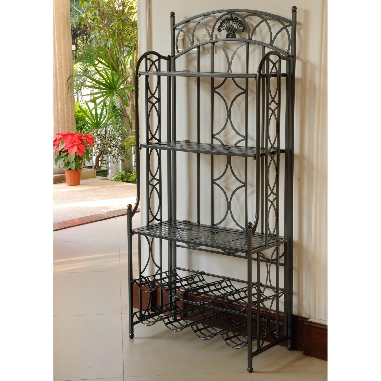 International Caravan Chelsea Indoor/Outdoor Iron Wine Rack Bakers Rack