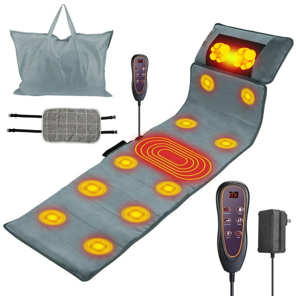 Full Body Electric Massage Mat with Heat, Vibration, and Neck Pillow