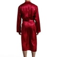 thumbnail image 4 of SWSMCLT Men's Long Sleeve Bathrobe Long Robe Satin V Neck Comfy Thin Pjs Lightweight Valentine's Day Halloween Soft Spring Red Medium, 4 of 4