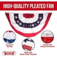 thumbnail image 2 of Super Tough 18in x 36in Patriotic Bunting Flag - Shiny Knit Polyester American Pleated Fan Flag with Brass Grommets Suitable for Outdoor and Indoor Use - Red White and Blue, 2 of 6