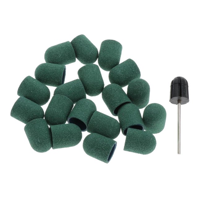 20 piezas de cinturones s Tapas abrasivas Brocas para uñas con 1 pieza de taladro de mandril de herramientas de manicura y pedicura Verde Yinane Brocas de mandril para arte de uñas