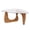 White, variant on Modern Glass Coffee Table with Tempered Glass Top & Wood Base, Reception Office Tables, Minimalist Side Table for Living Room Bedroom
