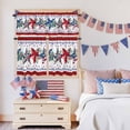 thumbnail image 5 of Independence Day Kitchen Curtains Valances 3 Piece Set, American Flag Eucalyptus Leaf Rod Pocket Tier Curtain and Valance Drapes for Small Window 36 Inch Length for Bedroom Cafe, 5 of 9