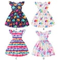 thumbnail image 3 of GYRATEDREAM Girls Dress Summer Toddler Birthday Party Sundress Kids Flutter Sleeve Swing Dresses 18M-8T, 3 of 11