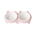 thumbnail image 1 of Cuencos de cerámica para gatos, cuencos dobles para comida y agua, cuencos elevados de cerámica para gatos con soporte de plástico rosa, 1 of 5