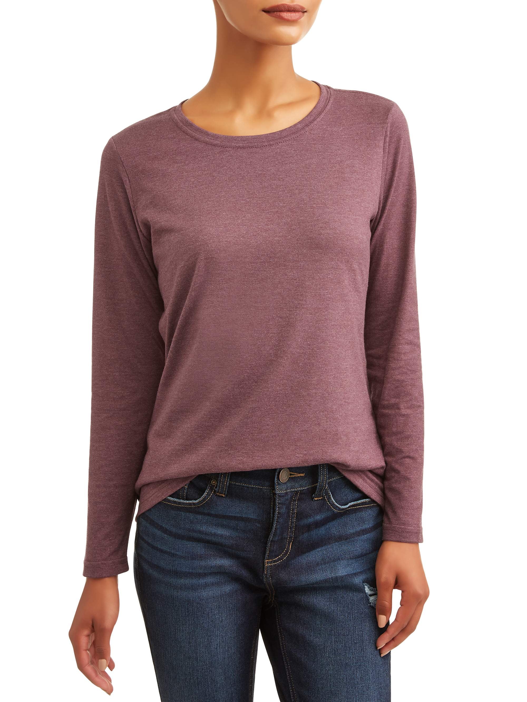 Women's Long Sleeve Crewneck T-Shirt - Walmart.com
