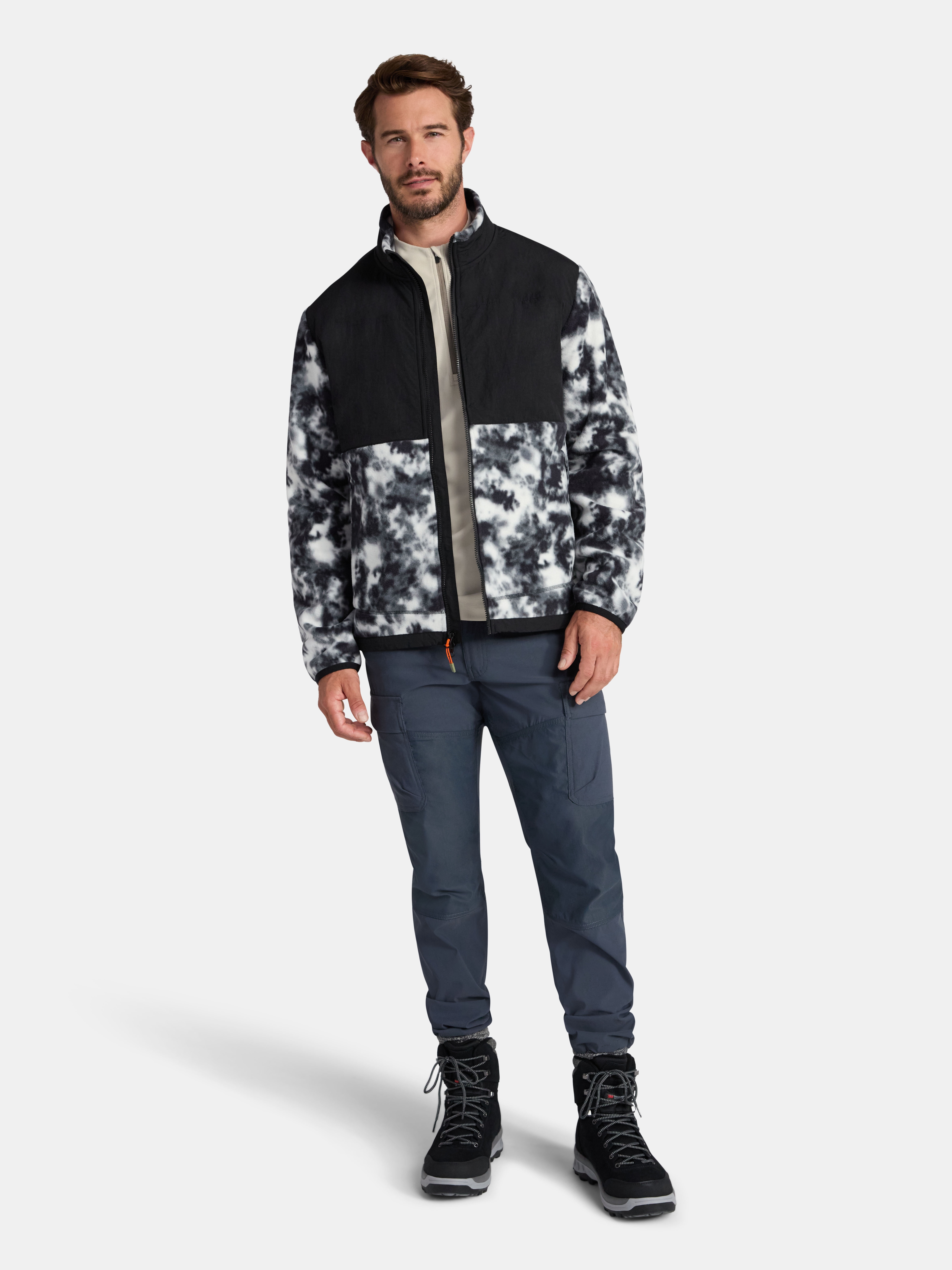 Ozark Trail Men's and Big Men's Mix Media Fleece Jacket, Sizes S-3XL