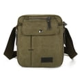 thumbnail image 2 of Canvas Messenger Bag with 8 Pockets Outdoor Shoulder Phone Bag for Men & Women, Green, 2 of 2