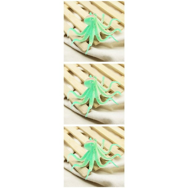Greeniant Aquarium Artificial Animal with Sucker Fishtank Decoration Removable Simulation Supplies Underwater Pet Accessories Verde 3piezas