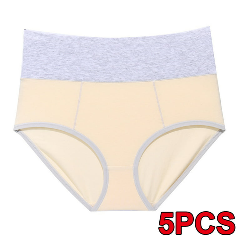 5PCS Women's High Waist Cotton Underwear Soft Full Briefs