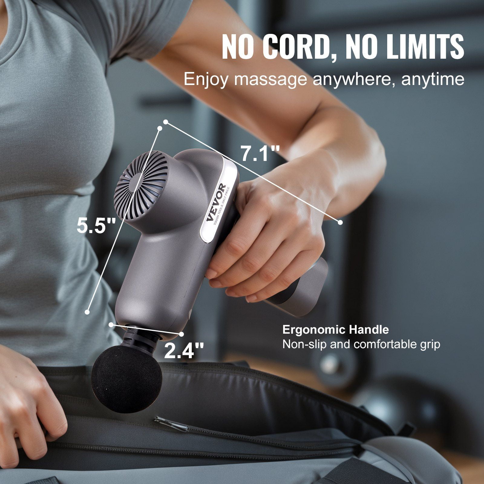 Mini Massage Gun for Athletes 5 Speed Settings 6 Massage Heads 7.4V 2500mAh Battery Handheld Muscle Pain Relief Relaxation