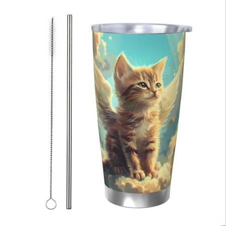 

Vsdgher Sunshine Cloud Cute Cat 20 Oz Stainless Steel Vacuum Insulated Travel Mug Coffee Cup for Home Office Outdoor Works Great for Ice Drinks and Hot Beverage -Straw Two-piece Set