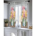 thumbnail image 5 of Watercolor Floral Sheer Curtains 39 Inch Length 2 Panels Set for Living Room/Bedroom, Spring Botanical Flowers Leaves Wood Grain Kitchen Curtains Grommet Curtains Window Treatments 27.5"x39"x2, 5 of 7