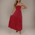 thumbnail image 2 of B91xZ Robes Longues pour Femmes Robe Tunique Sans Manches Robes d'Été Décontractées Robe Courte Ample, Rouge m, 2 of 5