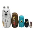 thumbnail image 2 of 5x Oso Anidando Muñecas de Madera Apilable Conjunto Anidado Tradicional Clásico Lindo Matryoshka para Halloween Hogar Mesa Coleccionable Macarena muñecas de anidación, 2 of 8