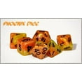 thumbnail image 3 of "Phoenix" Halfsies Dice - 7 die polyhedral dice set - Fiery Orange & Phoenix Tail Yellow - Black Numbering, 3 of 3