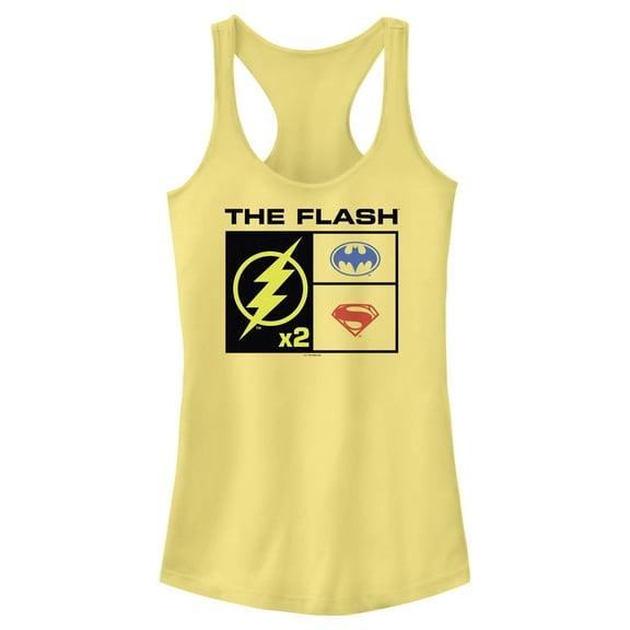 Junior's The Flash Team Members Logo Boxed Racerback Tank Top Banana Medium