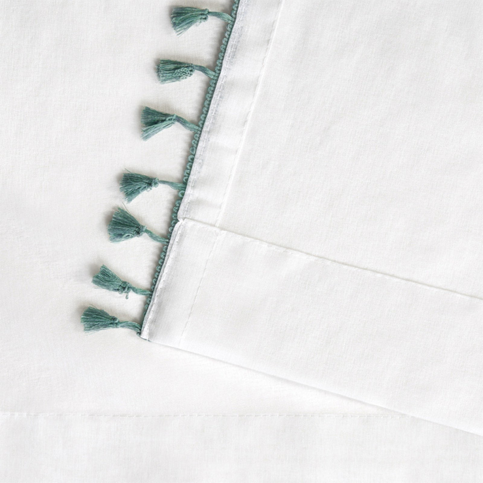 Exclusive Home Curtains Tassels Embellished Sheer Rod Pocket Curtain Panel Pair, 54x84, Teal