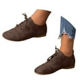 thumbnail image 3 of YLYL Women Flats Vintage Leather Low Heel Lace up Round Toe Non Slip Dressy Casual Office Walking Shoes, 3 of 9