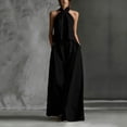 thumbnail image 6 of Guluxicc 2 Piece Womens Outfit Sets Halter Neck Sleeveless Twist Knot Top High Waist Wide Leg Pants with Pockets Outfits for Casual Wear, 6 of 6