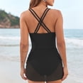 thumbnail image 4 of TTUHYWXI Womens One Piece Swimsuit Slimming Tummy Control Bathing Suit Mesh Cutout Swim Dress (Black, XL), 4 of 9
