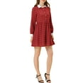 thumbnail image 5 of INSPIRE CHIC Women's Plaid Long Sleeve Button Up Point Collar Shirt Dress S Red, 5 of 6