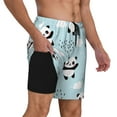 thumbnail image 2 of Sigee Cute Panda Bear Print Mens Swim Trunks with Compression Liner Quick Dry Swim Stretch Beach Shorts with Pockets,S-3XL, 2 of 7