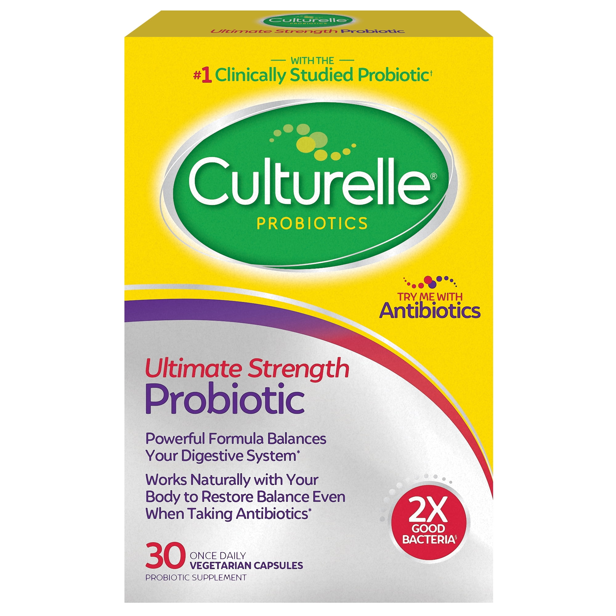 Culturelle Ultimate Strength Unisex Probiotic Supplement with 20 Billion CFUs, 30ct