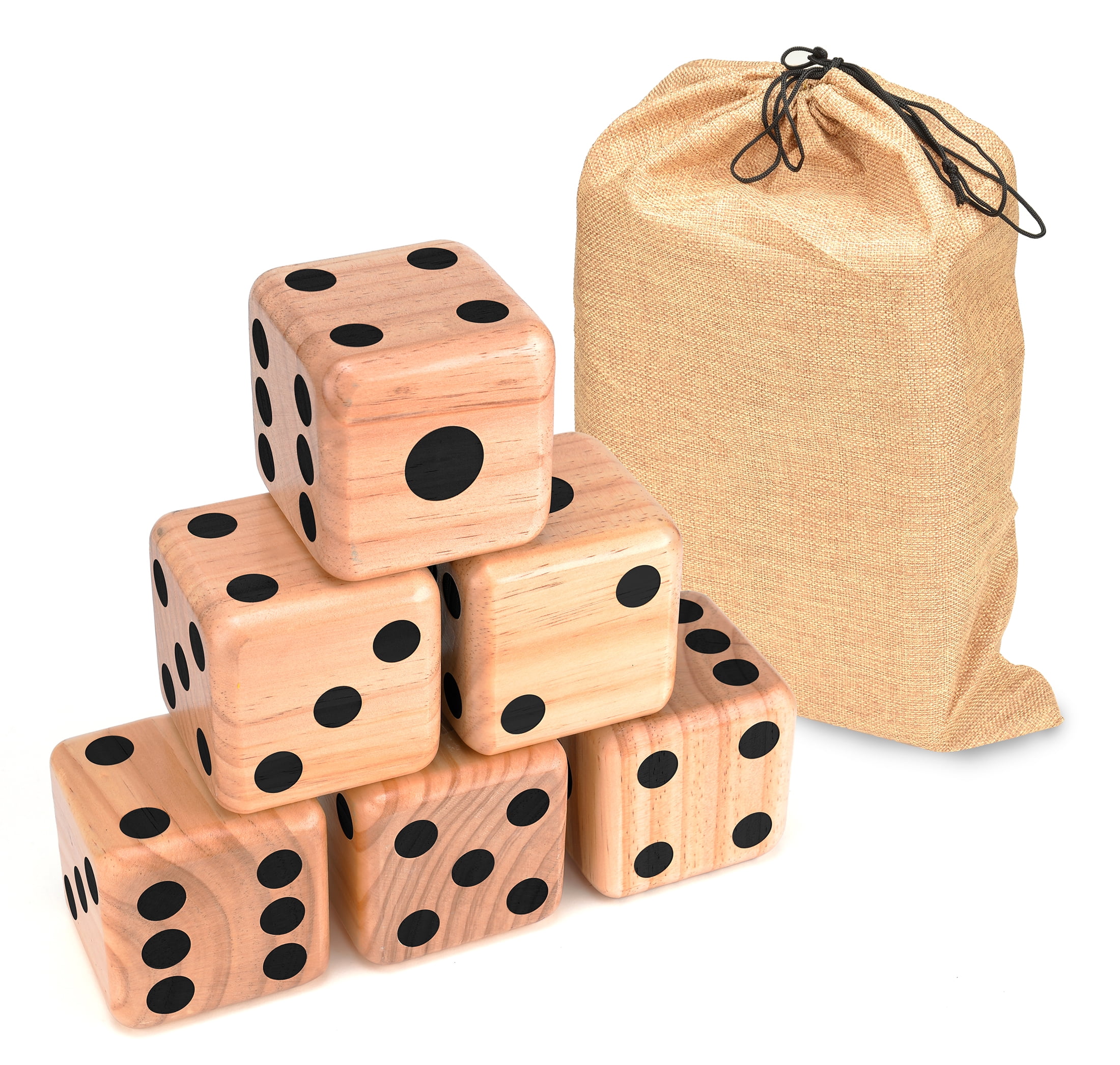 Giant Wood Yard Dice Each Die 3.5" with Carry Bag by Trademark