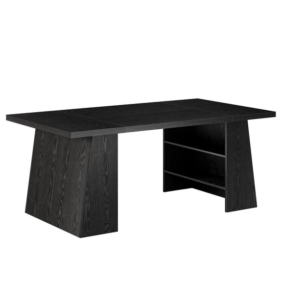 Demi Bonn 63" Office Desk, Sleek Modern Writing Table, Minimalist Desk for Home Office, Stylish Computer Station, Black