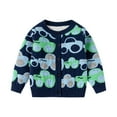 thumbnail image 2 of HAOTAGS Toddler Boys Knitted Sweater, Double-layer Thread Casual Warm Cardigan Round Neck Pullover Navy 7 T, 2 of 9