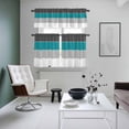 thumbnail image 4 of Teal Grey Striped Kitchen Curtains Sets for Windows 24 Inch Length, Farmhouse Modern Rod Pocket Window Treatments Tier Curtains and Valances Set for Bedroom/Bathroom, 4 of 8