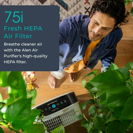 Alen - BreatheSmart 75i 1300 SqFt Air Purifier with Pure HEPA Filter for Allergens, Dust & Mold - Espresso
