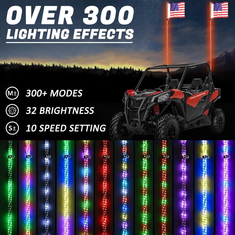1/2 PCS 3FT Led Whip Light Led Car RGB Waterproof Bendable Remote APP Music Control LED Flagpole Lamp For SUV ATV UTV RZR 1/2 PCS 3FT Led Whip Light Led Car RGB Waterproof Bendable Remote APP Music Control LED Flagpole Lamp For SUV ATV UTV RZR