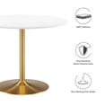 thumbnail image 5 of Modway Amuse 40" Round Mid-Century Modern Pedestal Dining Table in Gold White, 5 of 7