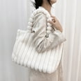 thumbnail image 2 of Stylago Fuffy Shoulder Bags for Women Plush Tote Purses Ladies Winter Casual Travel Handbags for Work Shopping White, 2 of 4