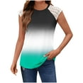 thumbnail image 2 of Tank Tops for Women under $4.98 no boundari Lace Sleeveless Round Neck Gradient Printed T-shirt Green XL, 2 of 5