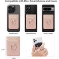 thumbnail image 4 of Tarjetero adhesivo para móvil con anilla para móvil, protección RFID, compatible con iPhone/Google/Samsung/Xiaom/Honor. Piel vegana, color rosa brillante, 4 of 5