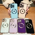 thumbnail image 2 of Compatible with iPhone Case,Electro Plated Heart Pattern View Window Corner Camera Lens Bumper Protection Soft Shockproof Cover Phone Case (Purple,iPhone 12 Pro), 2 of 7