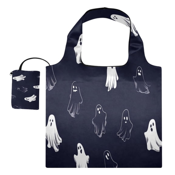 Large Capacity Print Tote Bag,Lightweight Portable Foldable Shopping Bag Ghosts