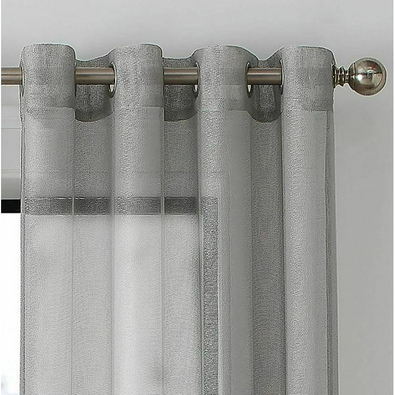 Brookstone Harris 84 Inch Grommet Sheer Window Curtain Panel in Platinum