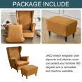 thumbnail image 5 of Velvet Stretch Wing Chair Cover Set, Wingback Chair Cover with Ottoman Slipcovers with Elastic Bottom Armchair Chair Slipcovers for Dogs -Purple-3 Pieces, 5 of 8