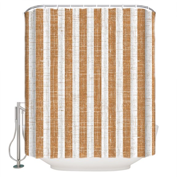 Orange Striped Bathroom Shower Curtains with 12 Hooks Polyester Waterproof Shower Curtain for Stalls and Bathtubs Geometric Vintage Lines Farmhouse Decorative Bathroom Privacy Curtain 36x78 Inches