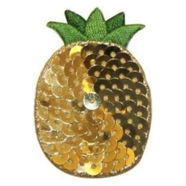 ID 1223H Pineapple With Sequin Patches Summer Fruit Embroidered Iron On Applique