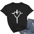 thumbnail image 2 of YDLCAFD T-Shirt Imprimé Lettre Décontracté pour Femmes, Manches Courtes, Graphique, 2 of 5