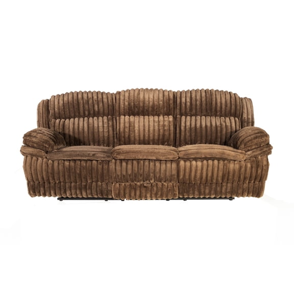 Miekor Furniture Contemporary Chocolate Fur Like Corduroy 1pc Motion Sofa Living Room Reclining Plush Couch MK0246